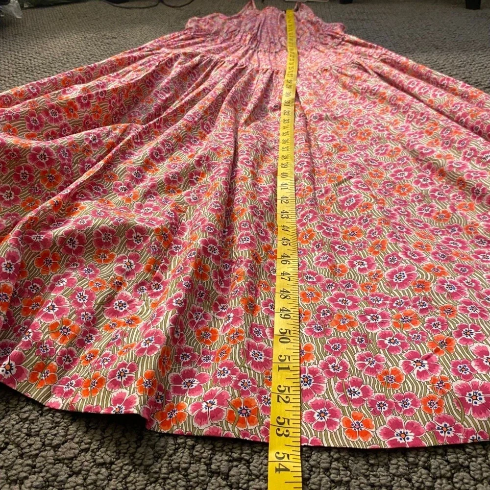 J. CREW Pink Floral Tie-Waist Halter Midi Dress L Liberty Ellie Organic Cotton